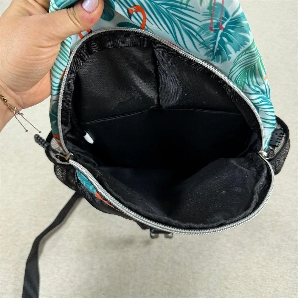 Mosiso Sling Backpack Bag‎ Womens Medium Teal Green Flamingo Tropical